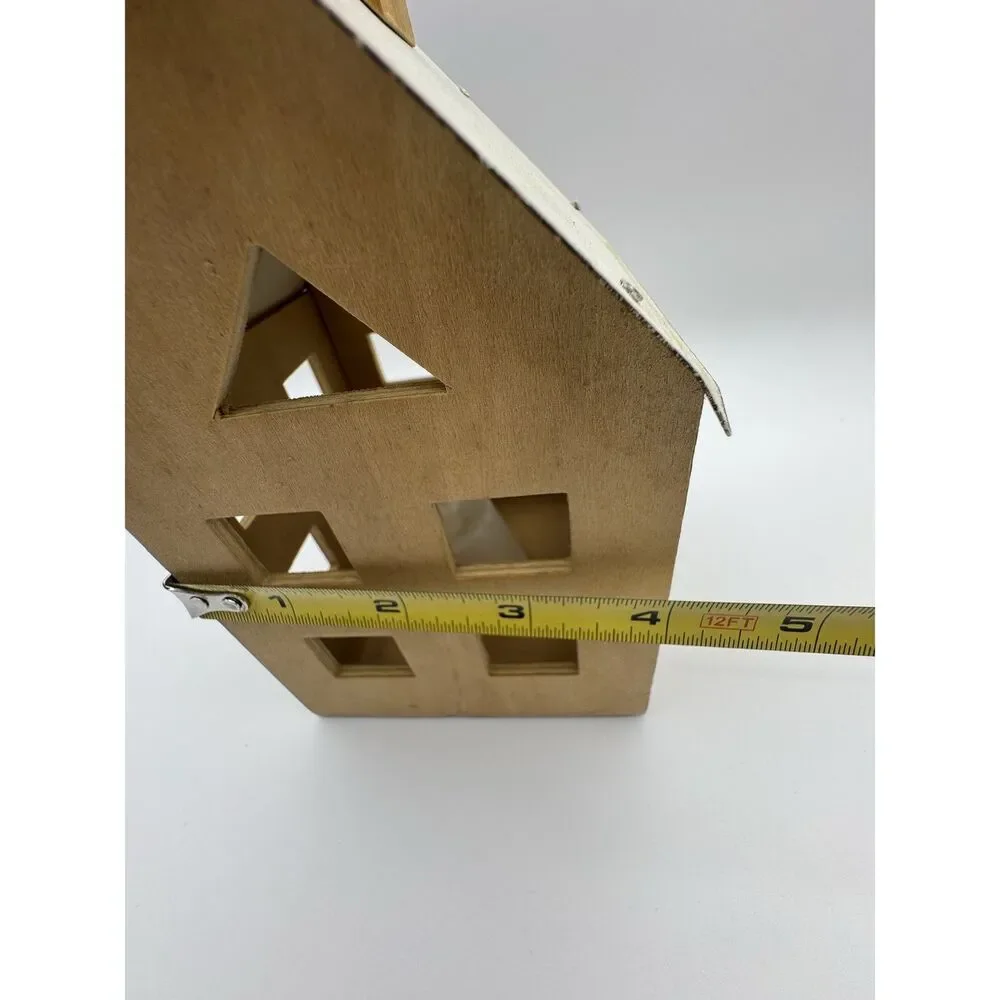 Rustic Wooden House Tea Light Holder LED Farmhouse Decor 6.5
